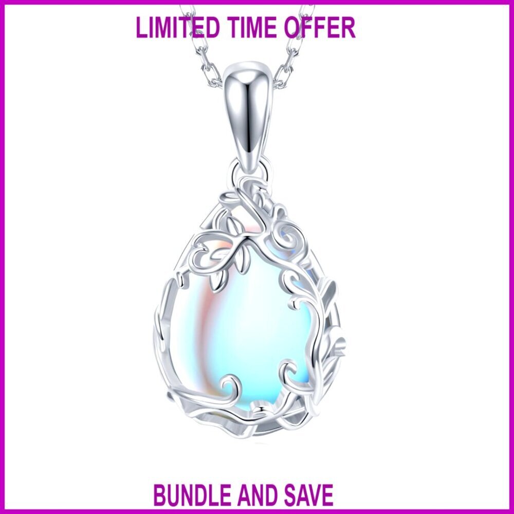 Sterling Silver Moonstone Filigree Pendant Necklace 19mm